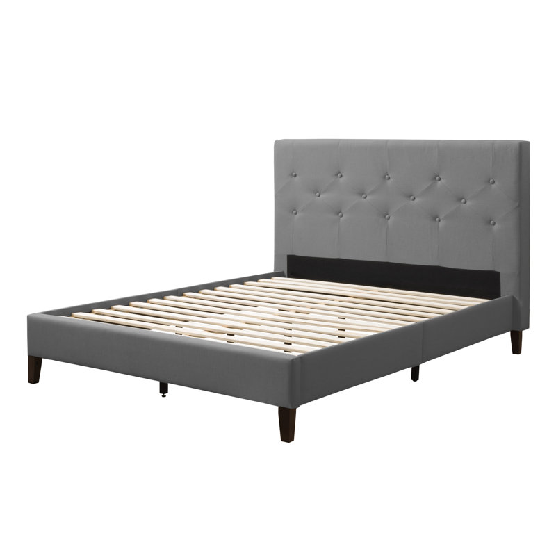 Achilles Upholstered Platform Bed, Full, Light Gray