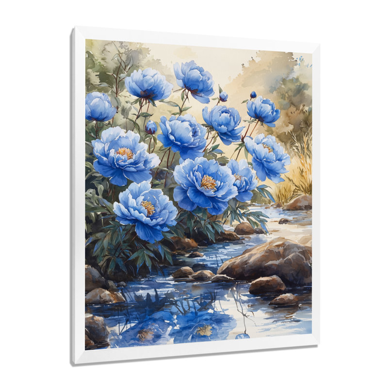 Clenard - Art mural floral, H 20 po x l 12 po, Reproduction encadrée sans passe-partout, Blanc