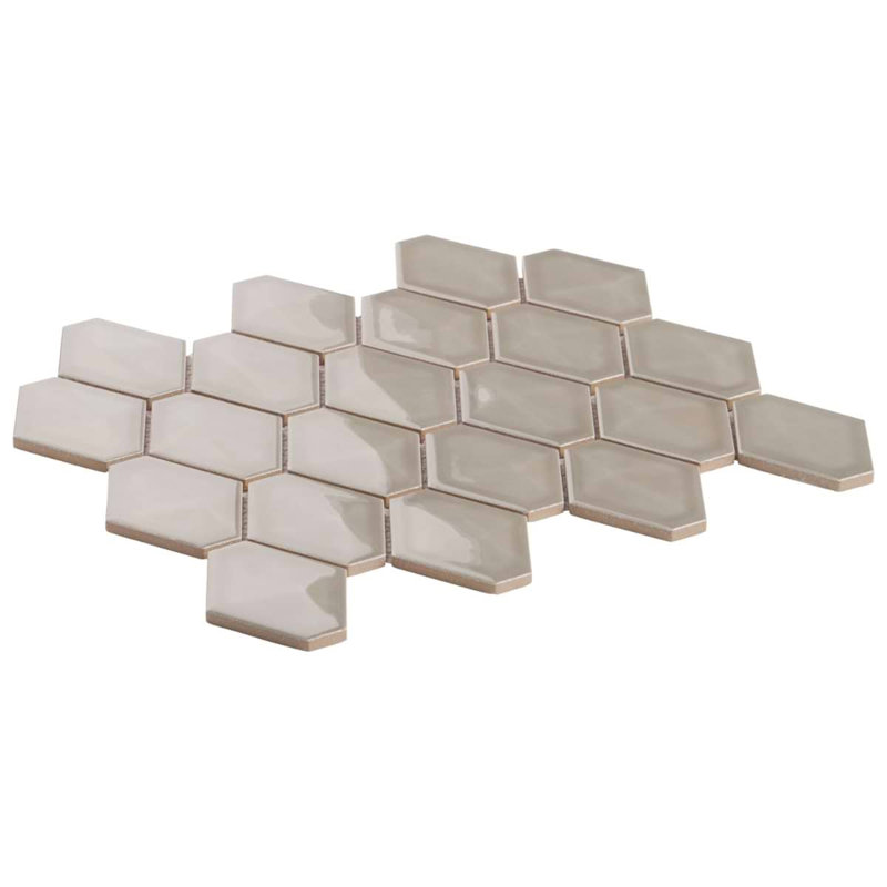 Brookline Diamond 3x4 Glossy Ceramic Mosaic Tile, Warm Gray
