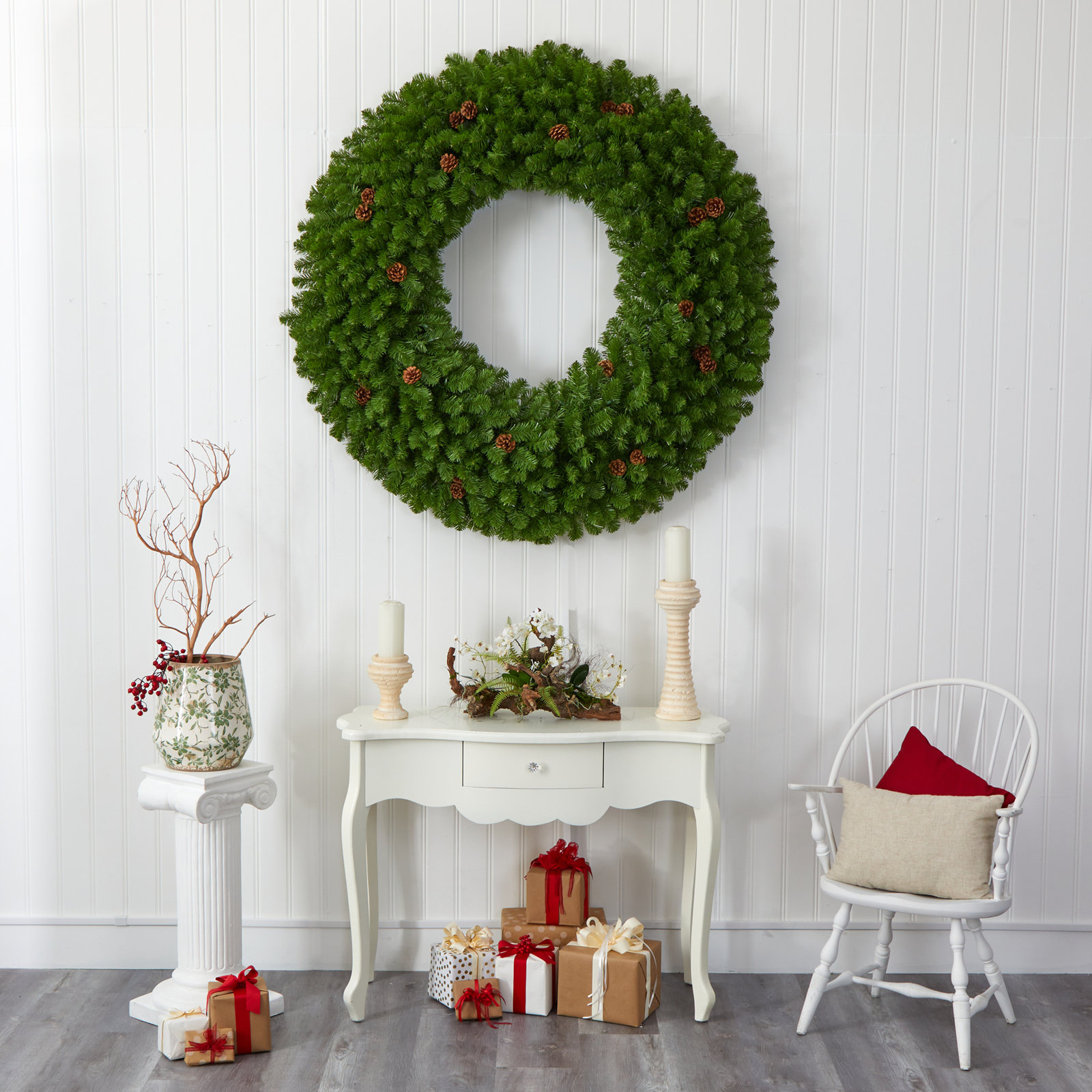 60'' Lighted Wreath, Green