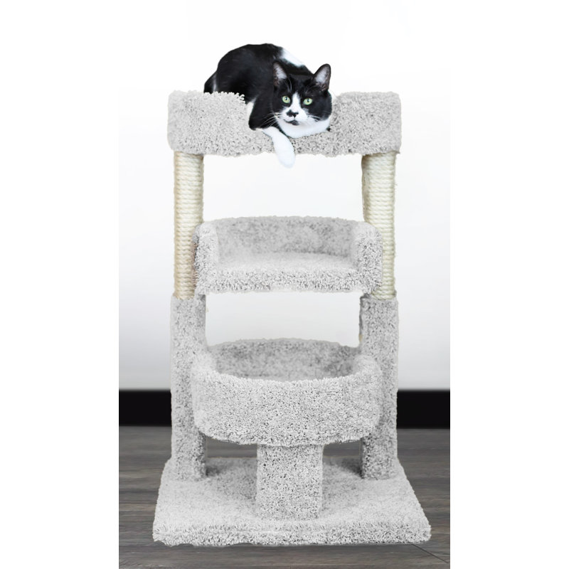 New Cat Condos Oval Multi-Level Cat Perch with Scratching Posts for Large & Multi-Cat Homes, Gray