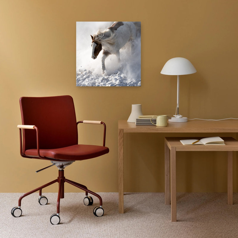 «Dynamic Horse in Snow Energetic Abstract Contemporary Horse Nature Winter», art mural