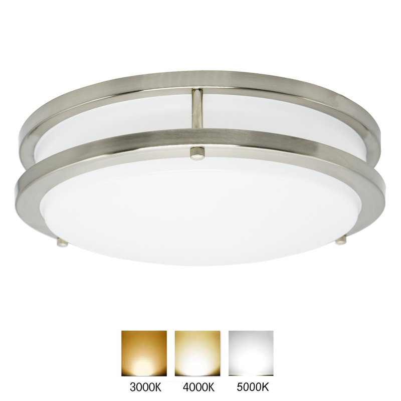 12 Inch LED Flush Mount Ceiling Light, 20W Dimmable, 3000K/4000K/5000K Adjustable & Brush Nickel, Modern Round Ceiling Chandelier for Living Room, Bedroom, ETL Listed