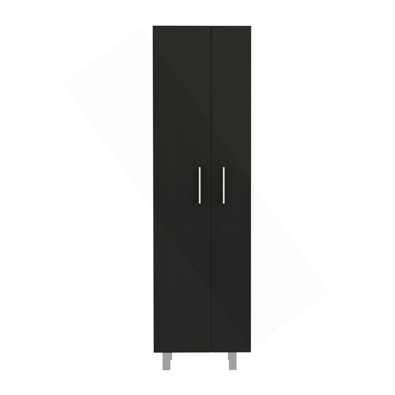 Armoire de nettoyage Nala, double porte, quatre pieds, cinq tablettes - noir, Noir