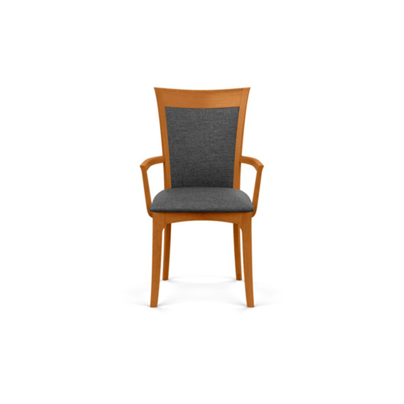 Morgan Upholstered Arm Chair, Natural Cherry, Microseude Onyx