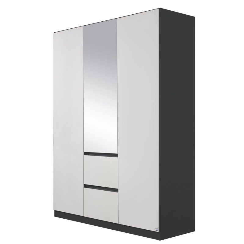 Nidda 3 Door Wardrobe, Alpine White/Metallic Grey
