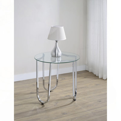 Chrome Round Glass Top End Side Table