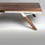 Table de ping-pong brune et blanche en bois massif et fer