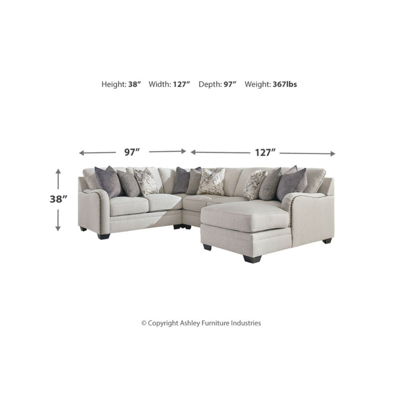 Canapé modulaire 4 pièces avec méridienne Davyn, Orienté à droite, H 38 po x l 127 po x P 97 po