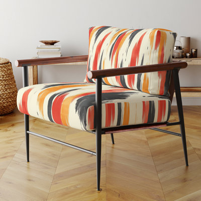 Chaise rembourrée moderne avec accoudoirs Ikat