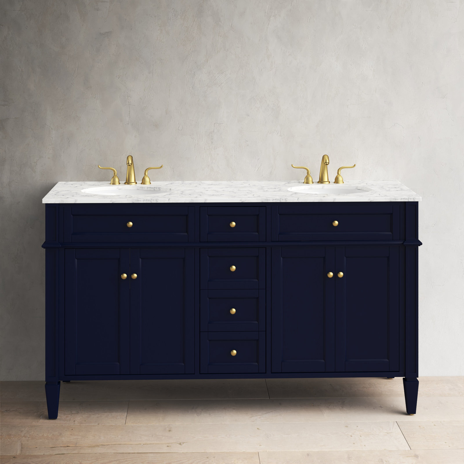 Rivers 60'' Double Bathroom Vanity, Blue