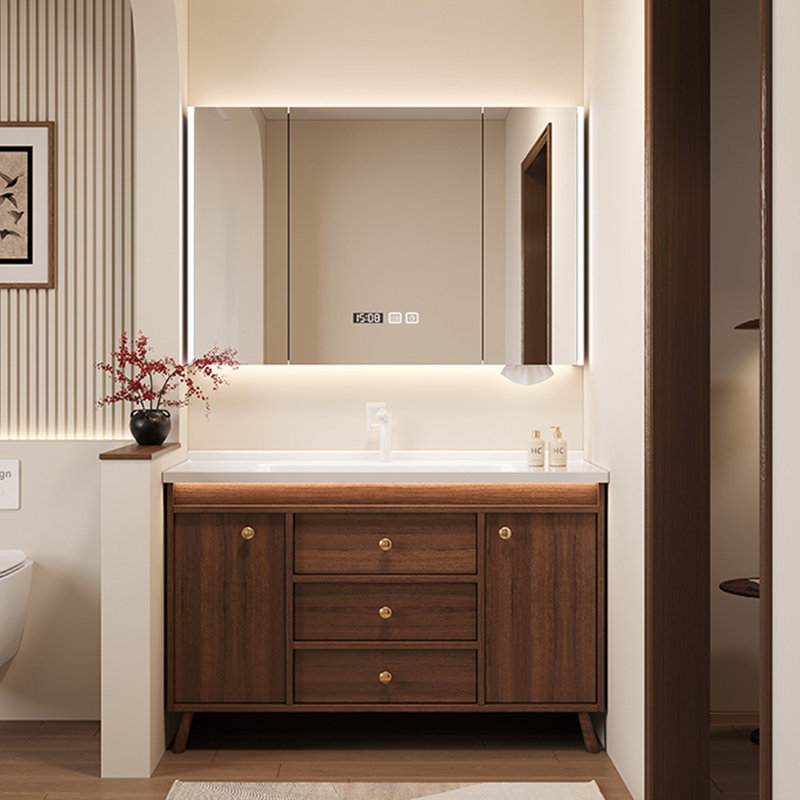 Ancient style brown bathroom cabinet