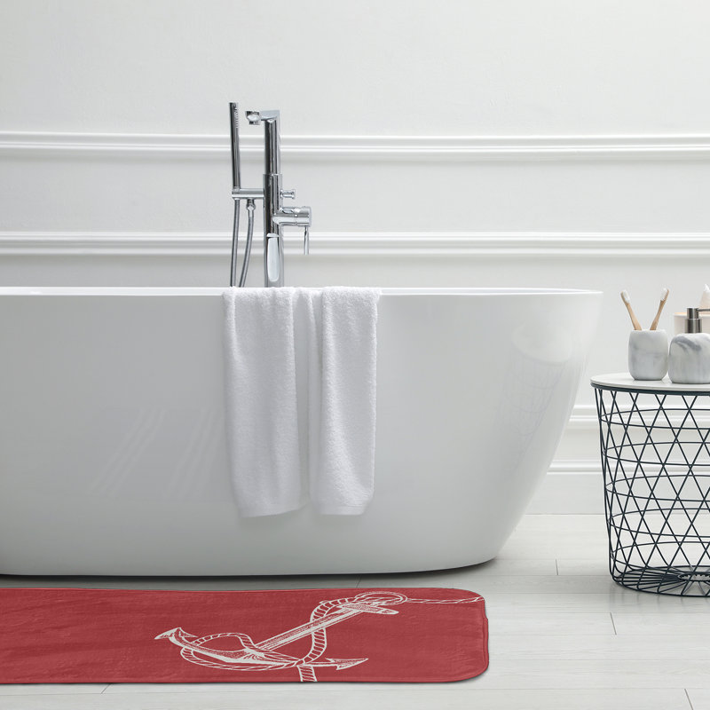 Tapis de bain Nautical Nights, L 17 po x L 24 po, Rouge