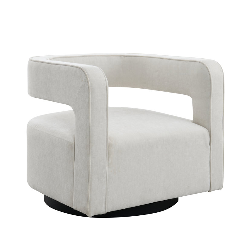 Fauteuil demi-tonneau pivotant Bilyou, Crème performance