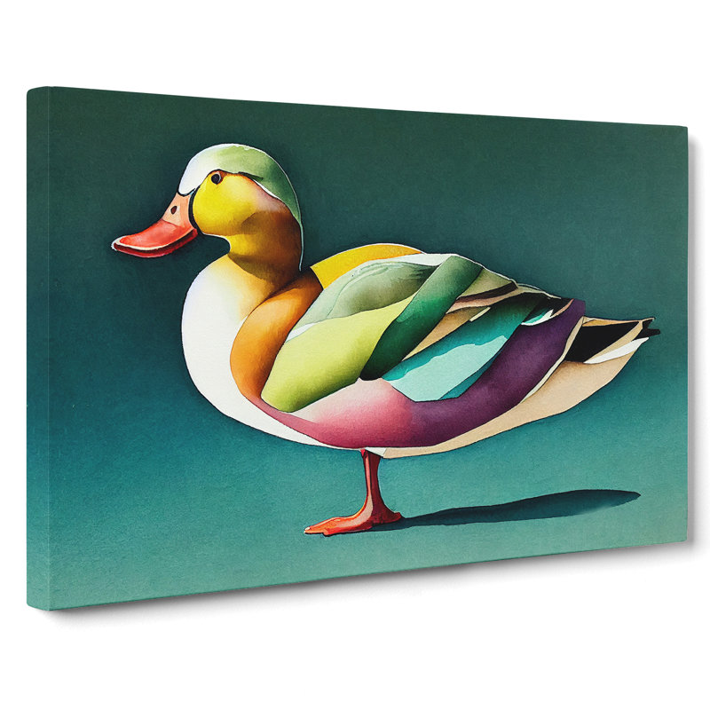 Duck in Watercolour Vol.1 - Wrapped Canvas, 50cm H x 76cm W