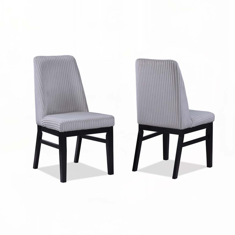 Ensemble de chaises de salle à manger rembourrées en tissu avec dossier haut rembourré, pieds en bois, Gris