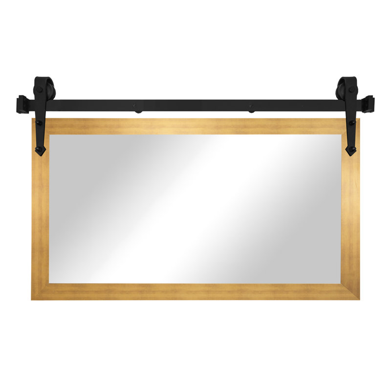 Conner Rea Flat Wall Mirror, Matte Gold, 16" x 33"
