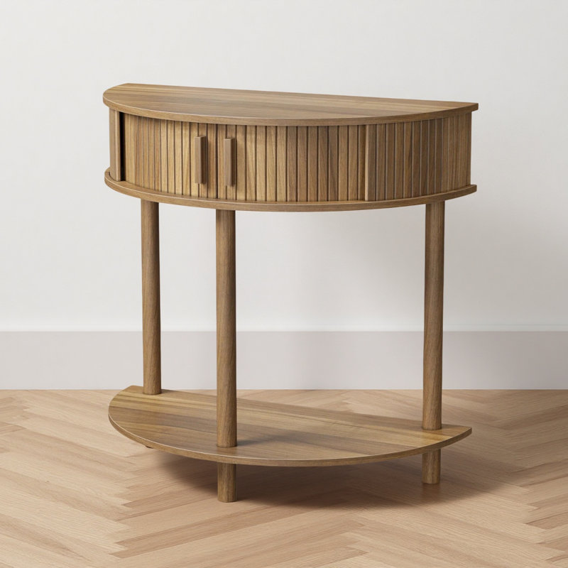 31.5" Height Grooved Half-Moon Console Table