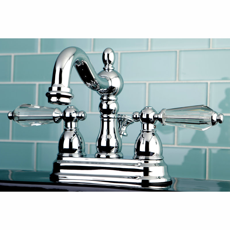 Robinet de salle de bain central à 4 poignées à 3 trous avec 4 tiroirs Kingston, Chrome