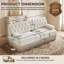 Canapé modulable 2 places, jupe à franges d'inspiration vintage, dossier capitonné et assise flexible, beige-689000052