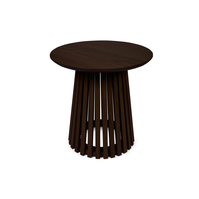 Dejania Pedestal End Table, Dark Brown Wood