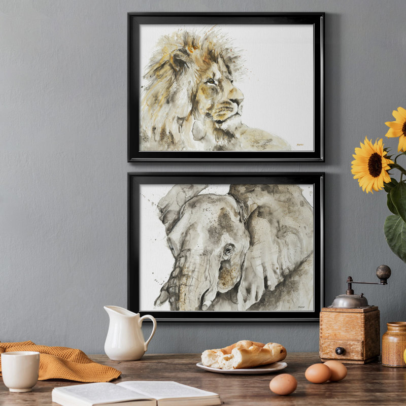 SAVANNAH I - Ensemble de 2 reproductions, H 22,5 po x l 30,5 po x P 1,5 po, Toile avec cadre noir, Pas de tapis