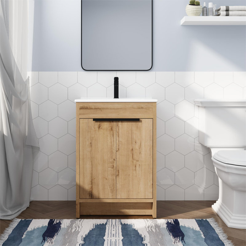 24'' Single Bathroom Vanity with Ceramic Top