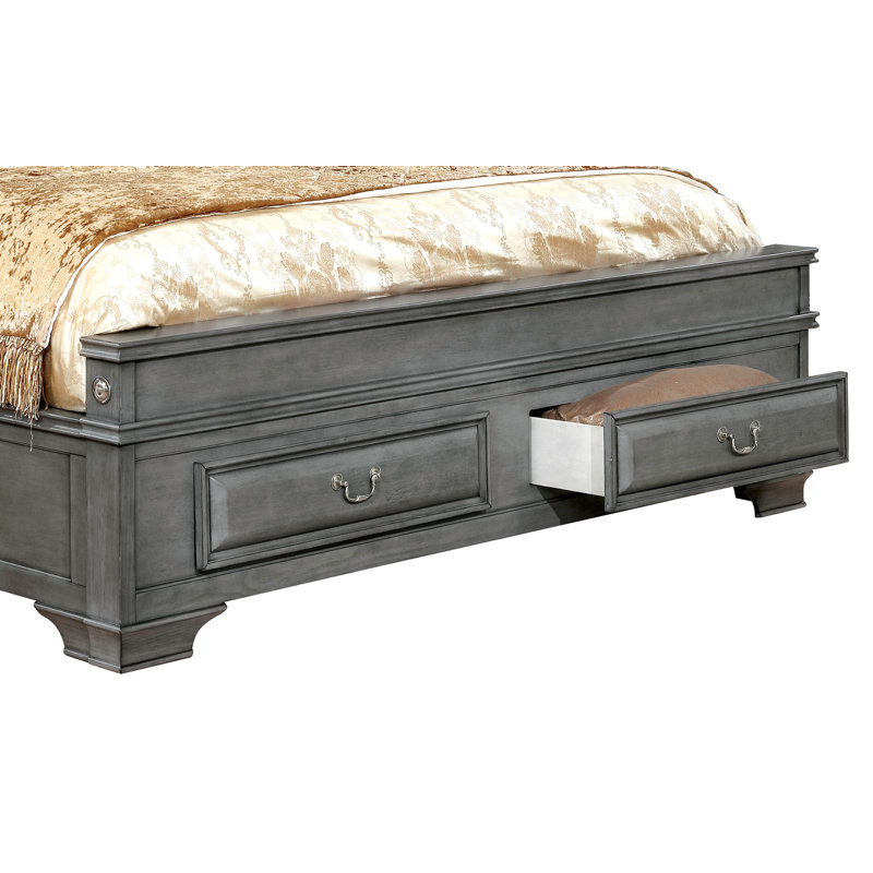 Lit-bateau avec rangement Goldene, Gris, Grand lit