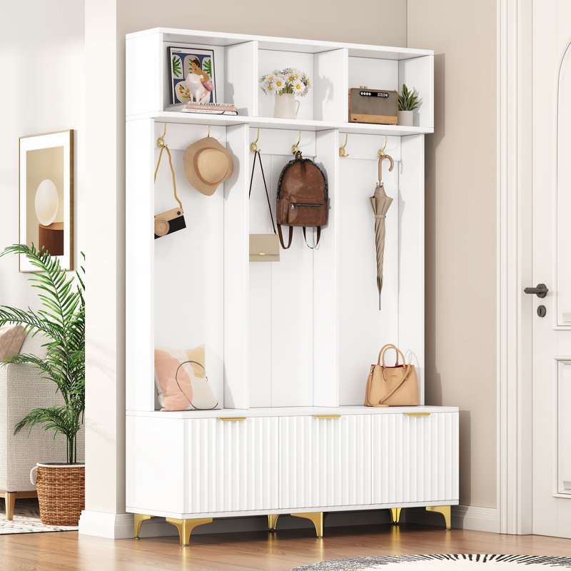 Arbre d'entrée avec banc de rangement Roomfitters, Blanc