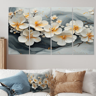 Velours fleur de cerisier I - art mural fleur de cerisier - ensemble de décoration murale traditionnelle