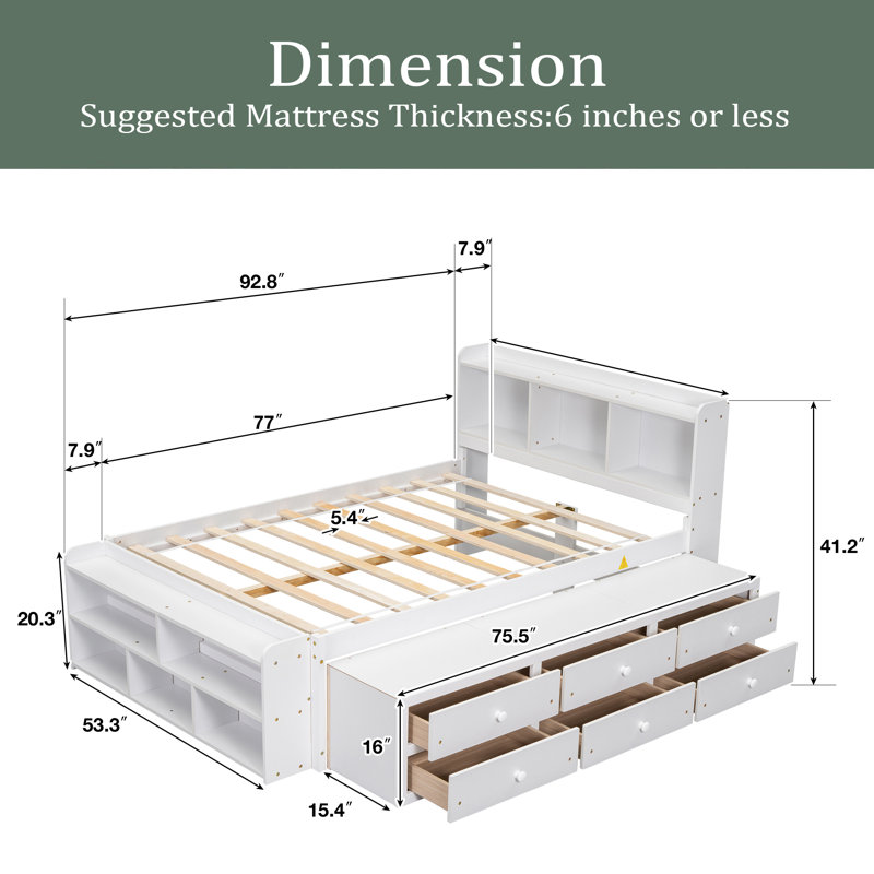 Bookcase Bed, White