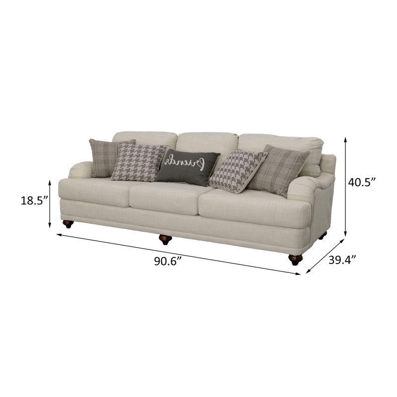 Canapé à accoudoirs encastrés 90,6 po Aspenson, Tissu gris