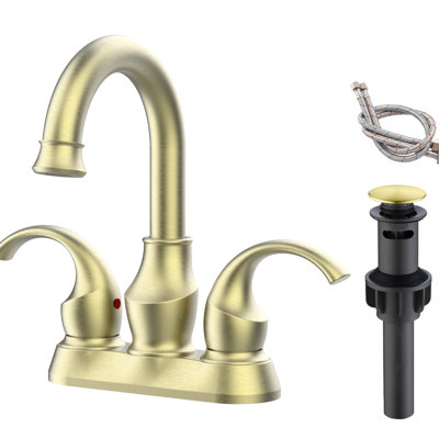Robinet moderne pour salle de bain 2 en or brossé, avec bec rotatif à 360 degrés et bonde escamotable pour lavabos, robinet or, 4 pouces de tuyaux d'alimentation pivotants, lavabos Rv Luxury