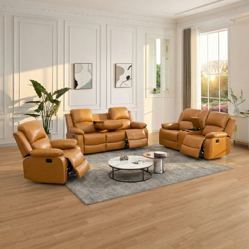 Ensemble de canapés inclinables 3 pièces Ginger en polyuréthane / PVC Ginger