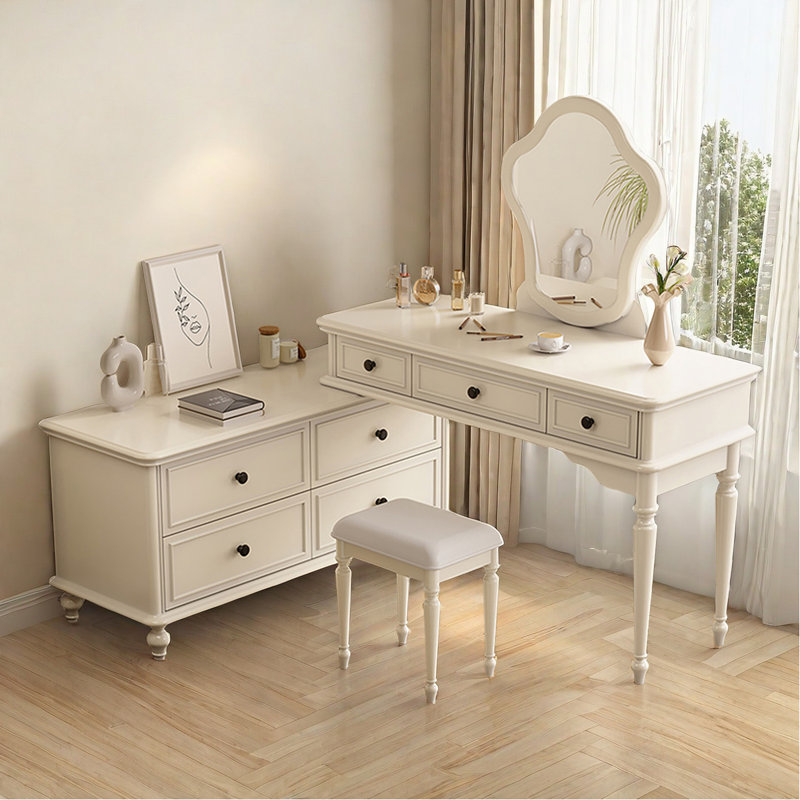 Meuble-lavabo extensible ivoire en bois massif