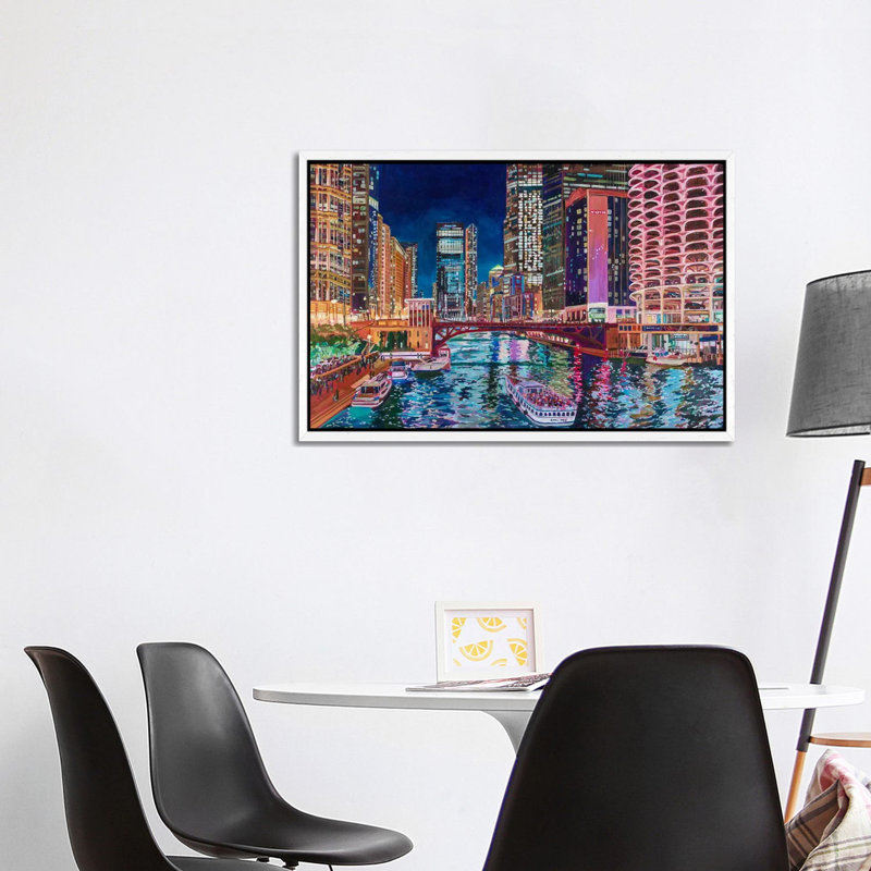 Chicago River By Marina One 1 Piece Wall Art on Canvas, 66.04 cm H x 101.6 cm W, Framed Print without Mat, White