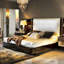 King Solid Wood and Upholstered Low Profile Standard Bed