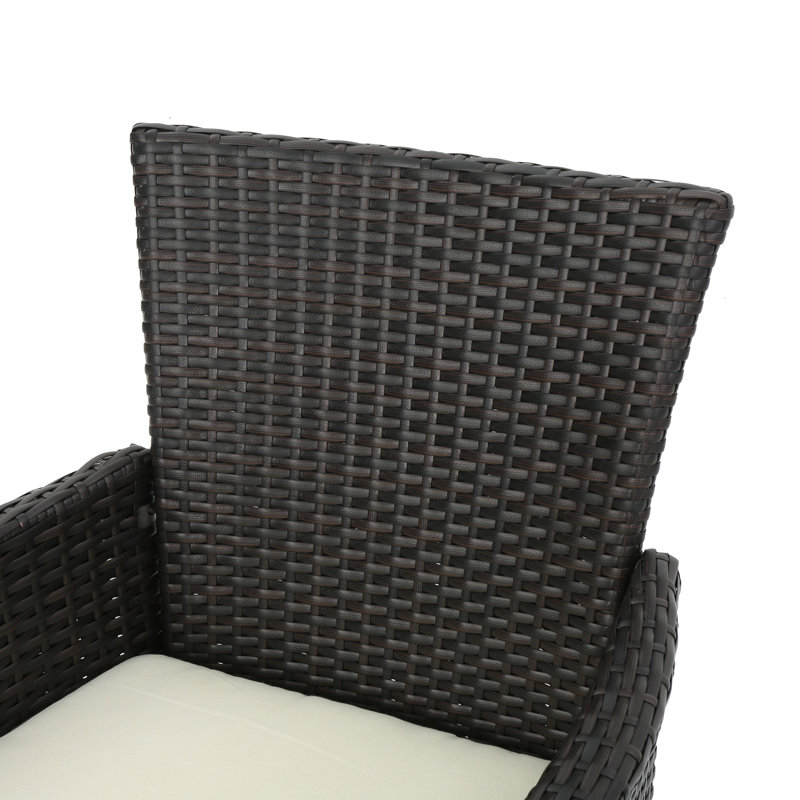 Lebo 6 - Person Acacia Wicker Patio Dining Set with Rectangular Table, Brown/Black