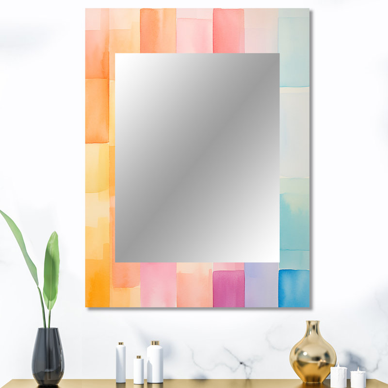 Paster color cubes motifs I - miroir mural géométrique, miroir décoratif moderne, impression d'art en métal, 40 po x 30 po