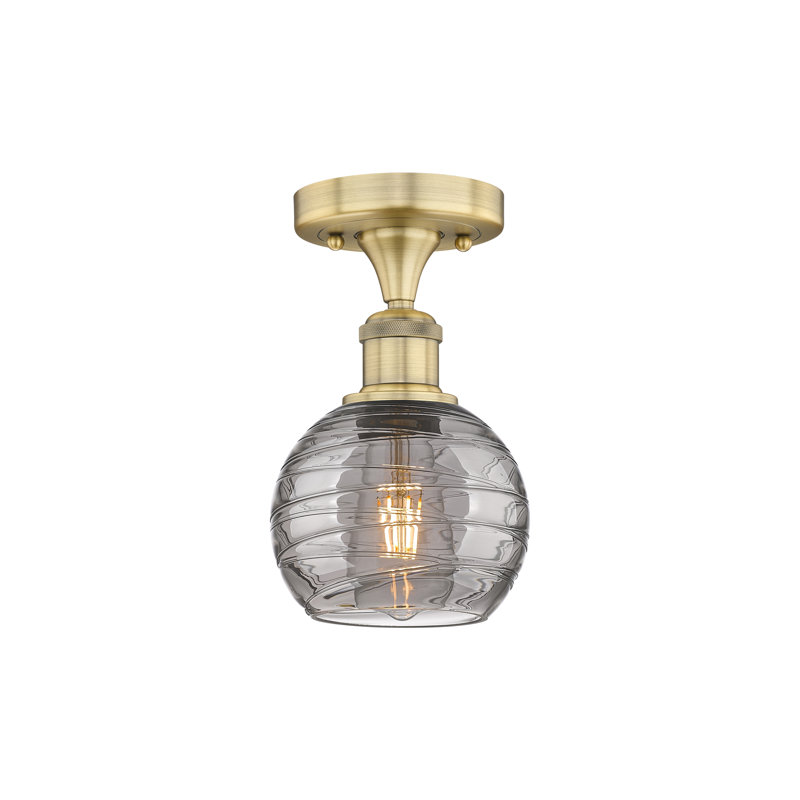 1 - Light Semi Flush Mount, 8.25" H x 13.75" W x 13.75" D, Brushed Brass