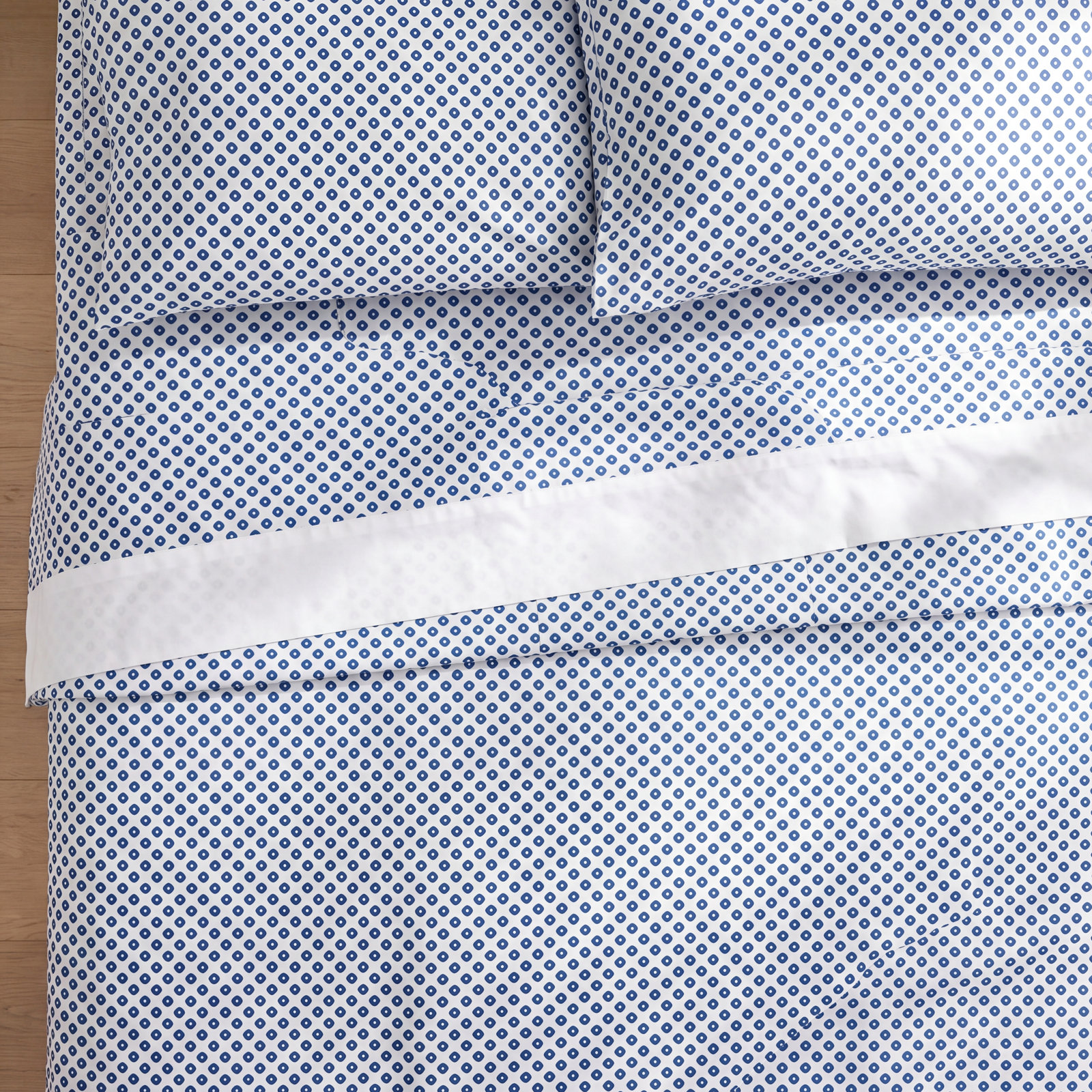 Peacock Alley Emma Cotton Fitted Sheet, King, Blue