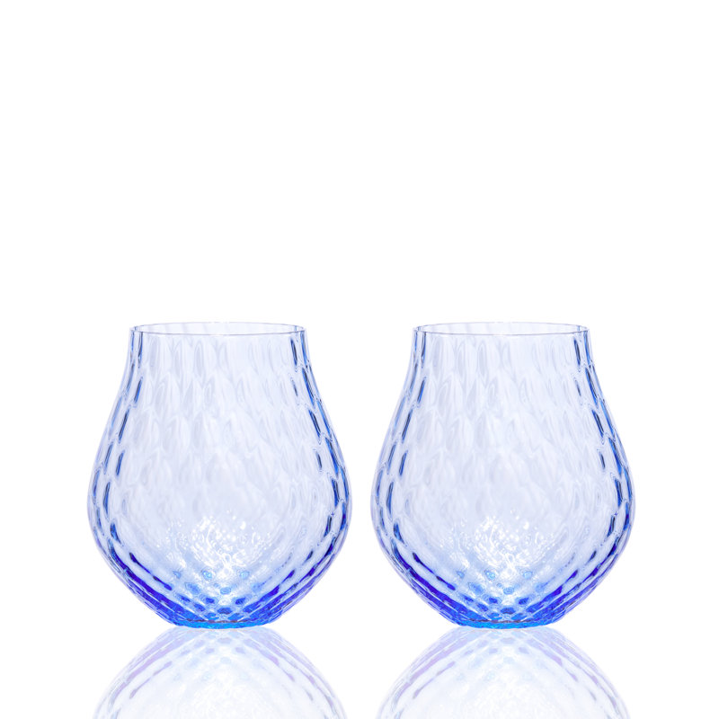 Phoebe Handmade Crystal Stemless Wine Glass, Cobalt