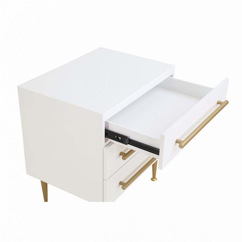 Table de chevet à 3 tiroirs Modern, Blanc