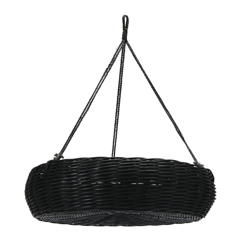 Hand-Woven Hanging Rattan Basket with Jute Rope Hanger