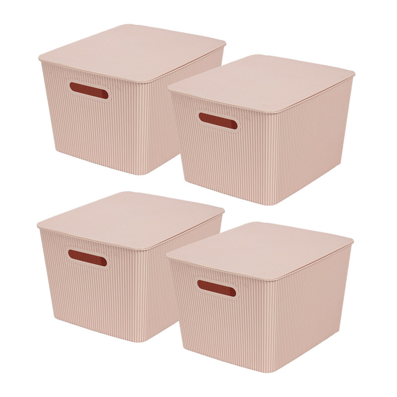 GLAD Storage Bin with Lid, Pack of 4, 18.8 qt, Pink