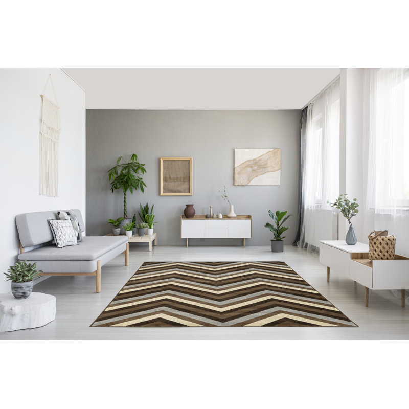 Tapis chocolat / beige Jalise, Rectangulaire 8 pi x 10 pi