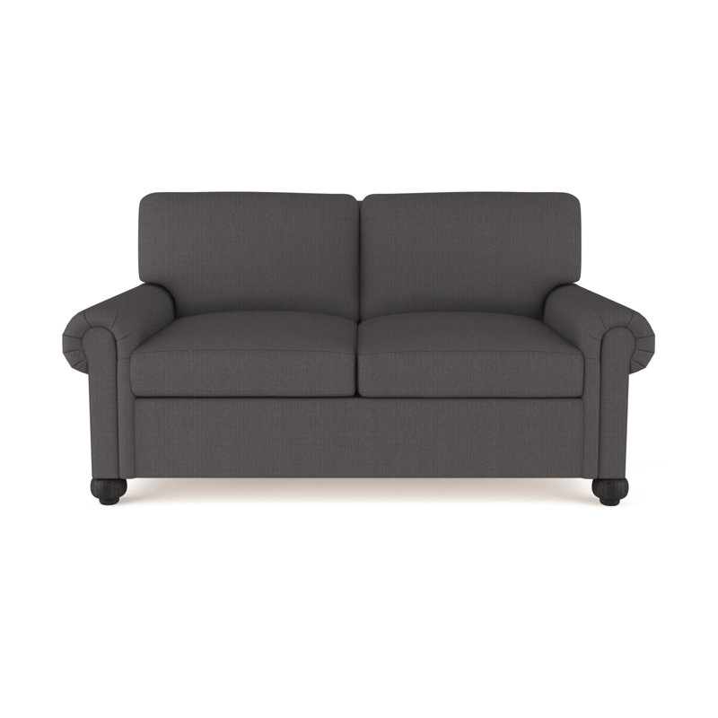 Causeuse Leroy, Ébène, Velours moelleux blanc, H 36 po x l 72 po x P 43 po