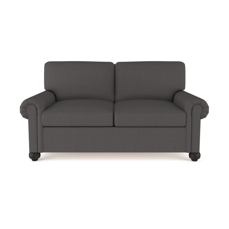Causeuse Leroy, H 36 po x l 60 po x P 49 po, Lin à tissage de galets Bluebell, Ébène