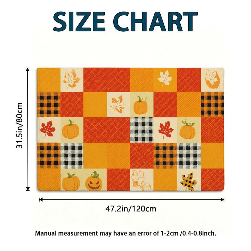 Tapis antidérapant à carreaux patchwork automnal 47 x 31 po pour planchers de bois franc