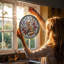 Renard entouré de (1) vitrail Suncatcher pour décor de fenêtre-133227491